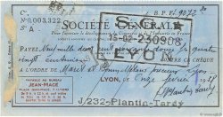 9272,80 Francs FRANCE régionalisme et divers Lyon 1938 DOC.Chèque