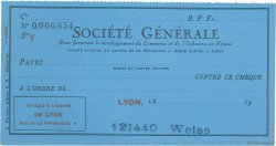 Francs FRANCE regionalismo e varie Lyon 1943 DOC.Chèque