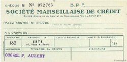 Francs FRANCE régionalisme et divers Sete 1943 DOC.Chèque SUP