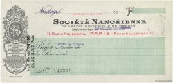 Francs FRANCE régionalisme et divers Nancy 1933 DOC.Chèque