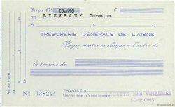 Francs FRANCE regionalism and miscellaneous Soissons 1943 DOC.Chèque