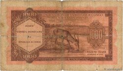 1000 Francs RÉPUBLIQUE DÉMOCRATIQUE DU CONGO  1962 P.002a B
