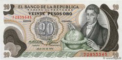 20 Pesos Oro COLOMBIA 1975 P.409c FDC