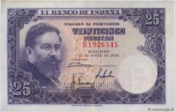 25 Pesetas SPANIEN 1954 P.147a