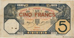 5 Francs DAKAR AFRIQUE OCCIDENTALE FRANÇAISE (1895-1958) Dakar 1922 P.05Bb