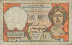 10 Dinara YOUGOSLAVIE  1926 P.025 TB
