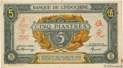 5 Piastres vert / gris vert INDOCHINE FRANÇAISE 1942 P.062b TB+