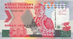 2500 Francs - 500 Ariary MADAGASCAR  1988 P.072Ab
