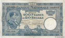 100 Francs - 20 Belgas BÉLGICA  1927 P.102
