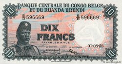 10 Francs CONGO BELGE  1958 P.30b