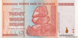 20 Trillions Dollars ZIMBABWE 2008 P.89 UNC