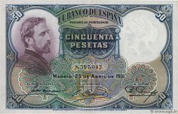 50 Pesetas ESPAGNE 1931 P.082 SUP+