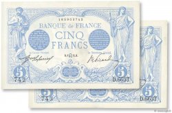 5 Francs BLEU Consécutifs FRANCE  1915 F.02.29 XF+