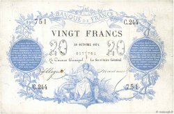 20 Francs type 1871 FRANCE  1871 F.A46.02 B+