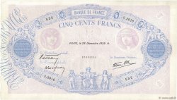 500 Francs BLEU ET ROSE modifié FRANCE  1939 F.31.54 SUP