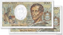 200 Francs MONTESQUIEU Consécutifs FRANCE  1987 F.70.07