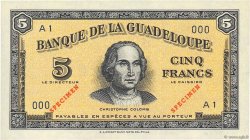 5 Francs Spécimen GUADELOUPE  1942 P.21s NEUF