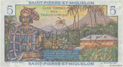 5 Francs Bougainville Spécimen SAINT PIERRE ET MIQUELON  1946 P.22s NEUF
