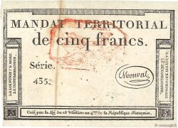 5 Francs Monval cachet rouge FRANCE  1796 Ass.63c TTB