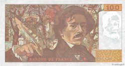 100 Francs DELACROIX imprimé en continu Fauté FRANCE  1991 F.69bis.03b2 TTB+