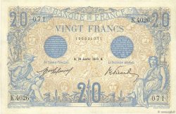 20 Francs BLEU FRANCE  1913 F.10.03 SUP