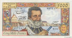 5000 Francs HENRI IV FRANCE  1957 F.49.02 pr.SUP
