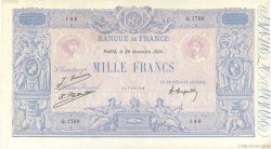 1000 Francs BLEU ET ROSE FRANKREICH  1924 F.36.40 fVZ