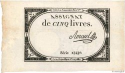 5 Livres FRANCE  1793 Ass.46a SUP