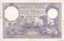 100 Francs ALGERIA  1936 P.081b VF-
