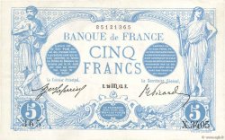 5 Francs BLEU FRANKREICH  1913 F.02.21