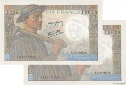 10 Francs MINEUR Consécutifs FRANCE  1947 F.08.17 AU