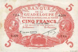 5 Francs Cabasson rouge GUADELOUPE  1934 P.07c SS