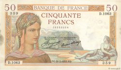 50 Francs CÉRÈS FRANCE  1935 F.17.06 TTB+
