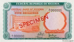 5 Shillings Spécimen NIGERIA  1968 P.10s SPL