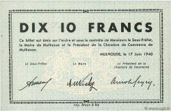 10 Francs FRANCE Regionalismus und verschiedenen Mulhouse 1940 BU.50.02 fST+