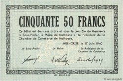 50 Francs FRANCE regionalismo e varie Mulhouse 1940 BU.52.03 q.FDC