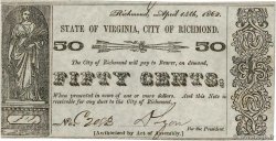 50 Cents ÉTATS-UNIS D AMÉRIQUE Richmond 1862 