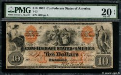 10 Dollars ÉTATS CONFÉDÉRÉS D AMÉRIQUE  1861 P.21