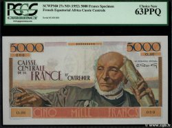 5000 Francs Schoelcher Spécimen AFRIQUE ÉQUATORIALE FRANÇAISE  1946 P.27s SC+
