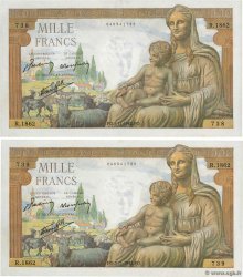 1000 Francs DÉESSE DÉMÉTER Consécutifs FRANCE  1942 F.40.10 pr.NEUF
