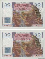 50 Francs LE VERRIER Consécutifs FRANCE  1947 F.20.07 UNC