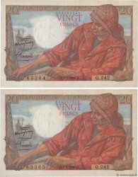 20 Francs PÊCHEUR Consécutifs FRANCIA  1950 F.13.17 EBC