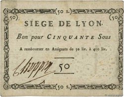50 Sous FRANCE Regionalismus und verschiedenen Lyon 1793 Kol.137var VZ