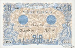20 Francs BLEU FRANKREICH 1906 F.10.01