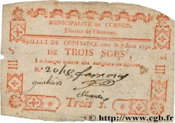 3 Sous FRANCE régionalisme et divers Cornon 1792 Kc.63.070