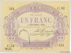 1 Franc Annulé FRANCE régionalisme et divers Lille 1870 JER.59.41A SUP+