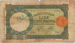 50 Lire ITALIAN EAST AFRICA  1939 P.01b G