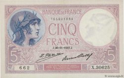 5 Francs FEMME CASQUÉE FRANCE  1927 F.03.11