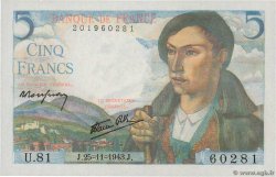 5 Francs BERGER FRANCE 1943 F.05.04
