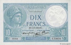 10 Francs MINERVE modifié FRANCE  1939 F.07.10 XF+